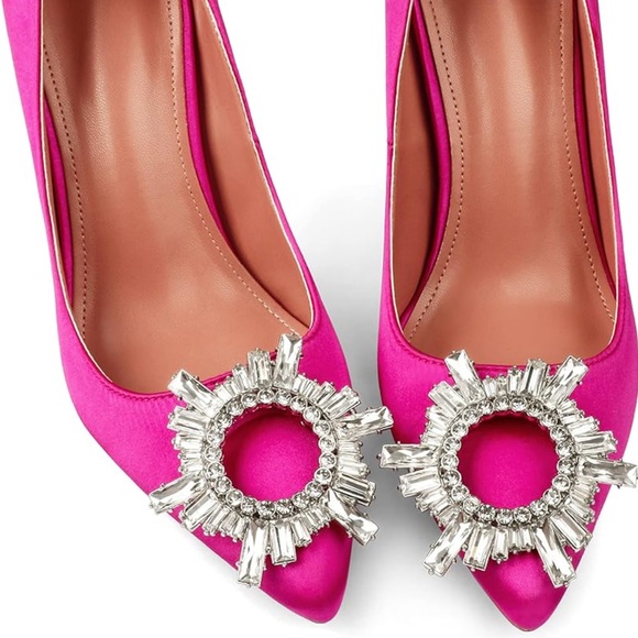 ‼️$10 - Zzheels Women's Triangle Heel Pumps Pointed Toe Size 10 Fuchsia Pink - Picture 2 of 10